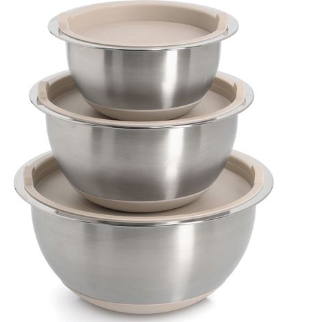 Schüssel-Set mit Deckeln, 3-tlg., Edelstahl beige, ZELLER (1/5)