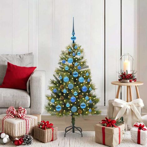 Árbol de Navidad artificial con ramas plegables y conos 120 cm