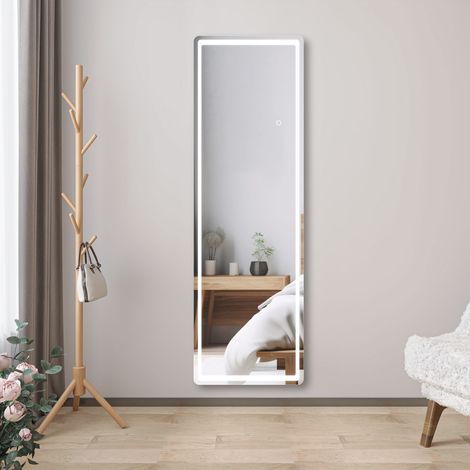 Aica Miroir sur pied au sol 150x40cm LED + 3 Couleurs + Dimmable + Mémoire, Environnemental, À suspendre ou À poser de Miroir corporel complet