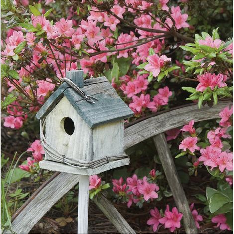 Art for the Home Outdoor Leinwandbild Garten Wanddeko - Vogelhäuschen - 50x50cm (1/5)