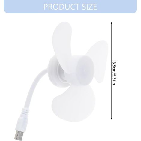Mini-ventilateur portable,Alimenté par USB,Caoutchouc 3 feuilles,cygne flexible 360°,Matériau ABS,Chambre, cour,Blanc (1/4)