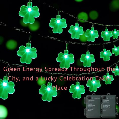 Guirlande Lumineuse - 50 Ampoules LED Vertes - 5 Mètres - Pour Décoration Intérieure Et Extérieure - Fête De La Saint-Patrick (1/5)