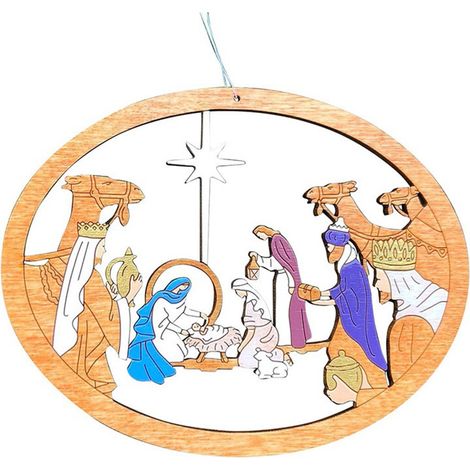 Hohle hölzerne Krippenfigur als Anhänger, Wand- und Türdekoration für die Feiertage (1/5)