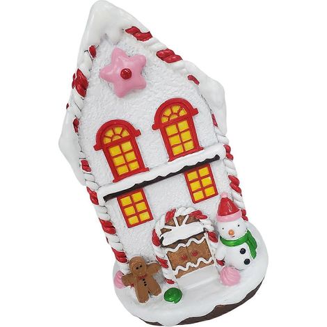 WhiteIlluminated Resin Christmas Cabin Statue With LED Lights Miniature Christmas Cottage Ornament For Holiday Decoration White (1/5)