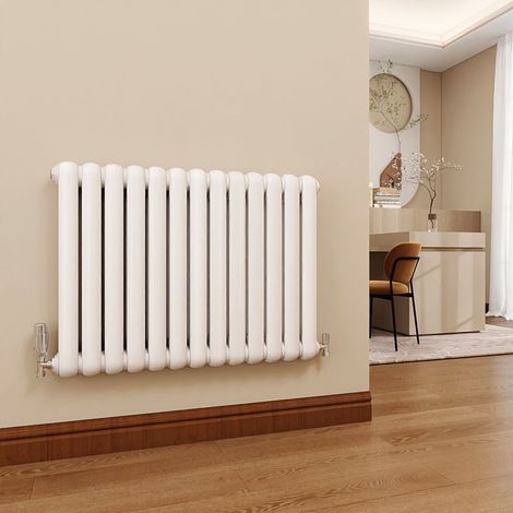 SKY Bathroom Modern Horizontal designer Curved Panel 2 Column Radiator White 600x804mm