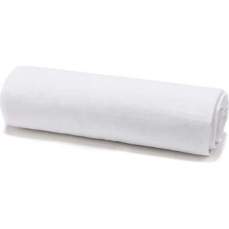 Drap housse matelas épais coton 57 fils 160x200 Blanc Chantilly (1/2)