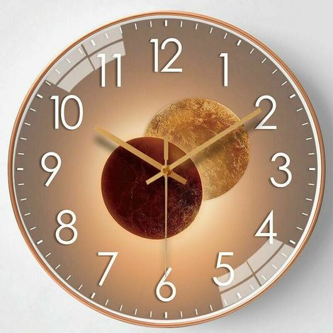 royaluxe -CandyAlley Horloge murale moderne sans tic-tac Horloge murale à quartz 30 cm Horloge murale de cuisine Radio Horloge murale pour salon Chambre Bureau (Lune) (1/5)