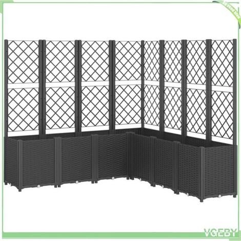 Jardinière avec treillis - FAFEICY - 367883 - 160x160x140 cm - treillis intégré - 7 bacs modulaires (1/5)