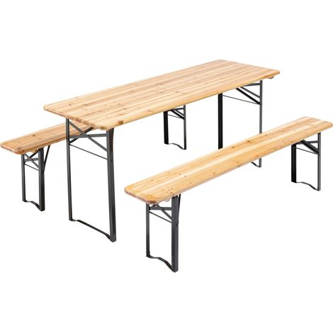 Mob Event Pro – Ensemble table et bancs brasserie en bois 180 cm – 8 places assises – Structure acier époxy – Pliable et verrouillage sécurisé (1/7)