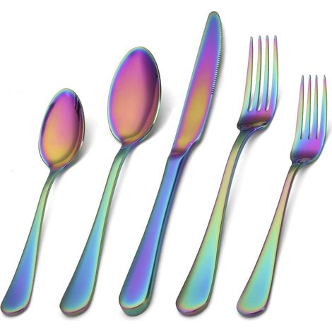 5-teiliges Silberbesteck-Set, Edelstahl-Besteckset mit Satin-Finish