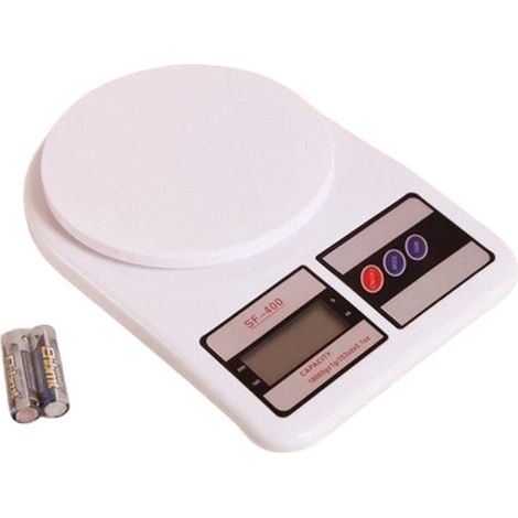 Balance de cuisine numérique 10 kg/1 g, blanche, écran LCD, arrêt automatique, fonctionne avec 2 piles AA, accessoires pour la cuisine et le barbecue (1/4)