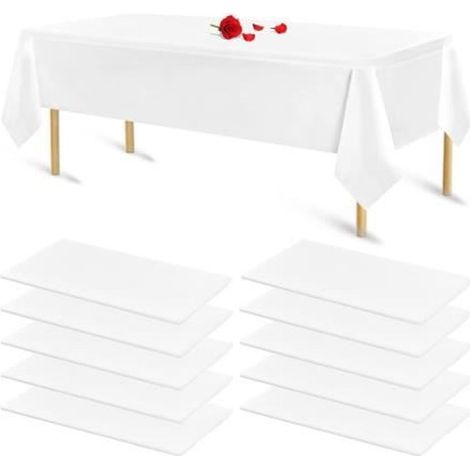 Nappes jetables - Blanc - Lot de 10 - 54 x 108 pouces - Imperméable - Anti-taches (1/4)