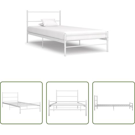 vidaXL Lit blanc -  Cadre de lit sans matelas blanc métal 90x200 cm (1/5)