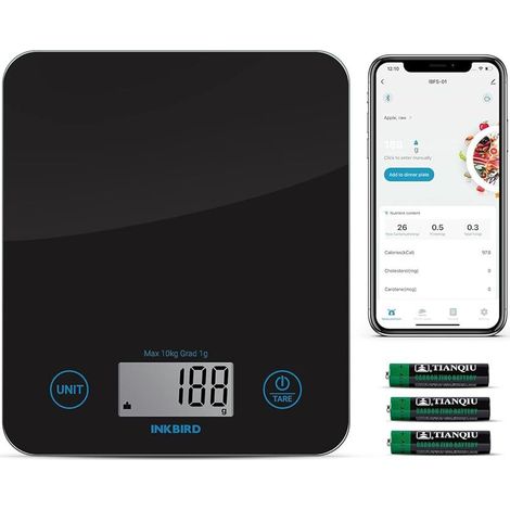 Balance de cuisine Bluetooth INKBIRD IBFS-01,Balance alimentaire numérique d’une capacité de 10 kg,fonction de tare,Contrôle APP