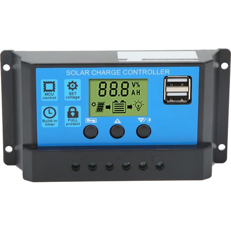 Régulateur de Charge Solaire PWM 30A USB 12V/24V avec Écran LCD pour Panneau Photovoltaïque (1/5)