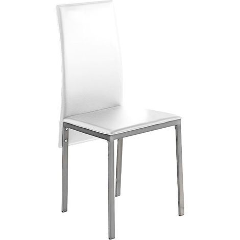 MOMMA HOME Set de 4 Sillas de Comedor Blanco - Modelo Melbourne - Material Ecopiel/Metal - Medidas 42 x 51 x 97 cm (1/5)