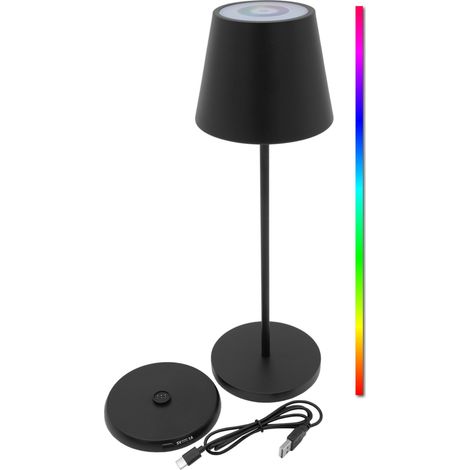LED Akku Touchleuchte Multi Color mit USB Ladestation - 35 x 11 cm - Tischlampe wiederaufladbar mit Dimmer und Timer für Außen - Garten Deko Beleuchtung Nachttisch Wohnzimmer Lampe kabellos