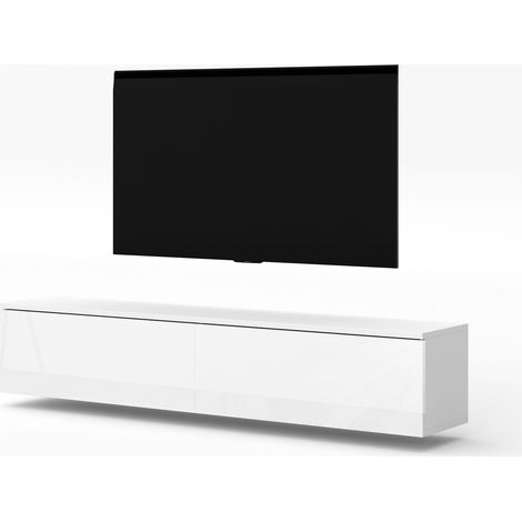 AX LIVING TV Board Loriano 180 cm Fernsehschrank weiß Matt/Hochglanz