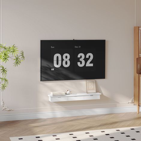 WOLTU 1x Wandregal, Wandboard mit 3 Schubladen, Hängeregal Schweberegal, bis 10 kg belastbar, für Küche Flur Wohnzimmer, 93.5x15x10 cm, Weiß (1/5)