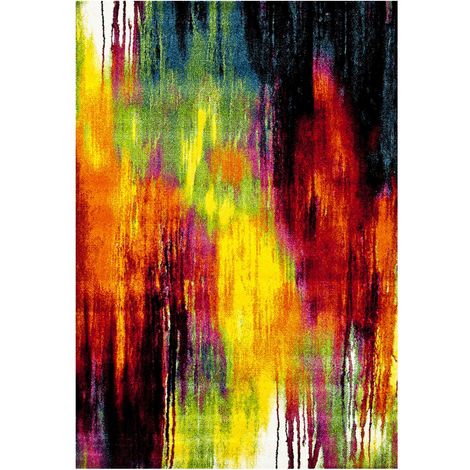 Tapis salon et chambre 40x60 multicolore rectangle tissé motif géométrique BELO 1 (1/5)