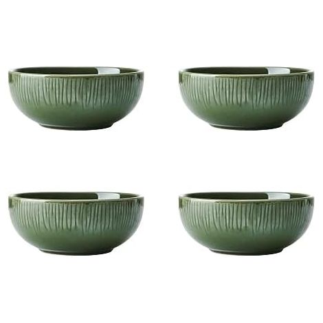 Mikasa Jardin - Set de 4 Müslischalen, Farbe grün, Service für 4, Set de 4 Schalen de Keramik Müslischalen, Schalen de Suppe de 15 cm, in Box de Geschenkbox und Geschirr geeignet für