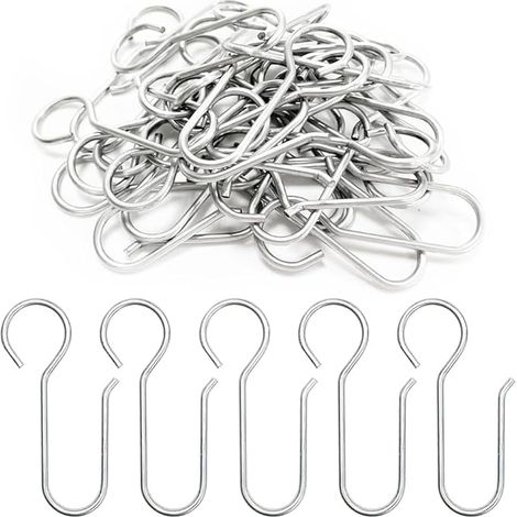100 Pièces Crochets à Rideaux en métal,Crochets de Rideaux,Crochets agrafes pour Rideaux,pour Rideau de Fenêtre,Rideau de Douche(64  36mm) (1/5)