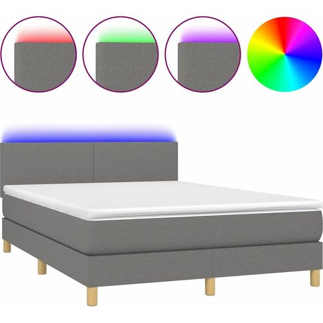 Maison Exclusive - Sommier à lattes de lit et matelas et LED Gris foncé 140x190 cm (1/5)