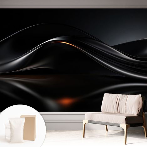 Papier peint intissé à motifs décoratifs pour salon chambre et bureau Décoration murale élégante avec colle Vagues métalliques 312x219 cm (1/5)