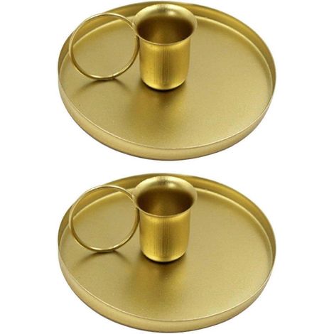 Ensemble de 2 bougeoirs simples en fer pour la décoration intérieure (1/5)