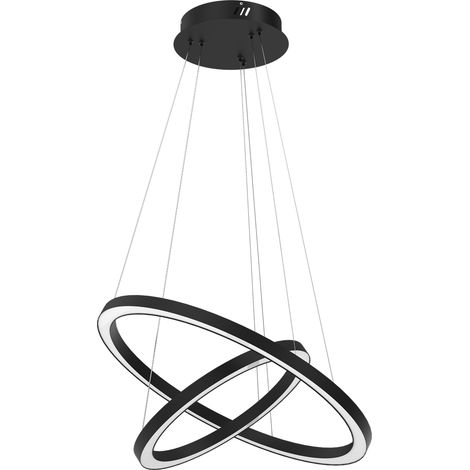 Suspension LED 46W dimmable à anneaux Galaxia noire (1/5)