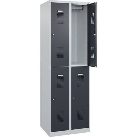 C+P Doppelstöckiger Spind Basis PLUS, 4 Fächer, 1850x600x500mm, 7035/7016 (1/5)