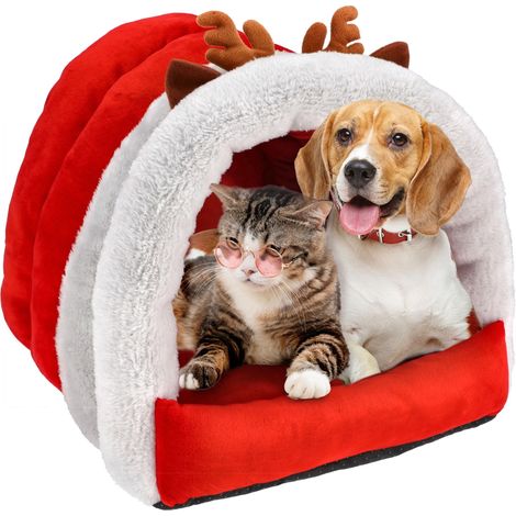 LETTINO NATALIZIO per animali GATTO CANE Morbido cuscino Babbo Natale FLUFFY