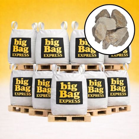 PACK 9 X BIG BAG de +/- 1,5T Pierre à Gabion Ocre Beige Ø 70/120 mm - Livraison PREMIUM (1/4)