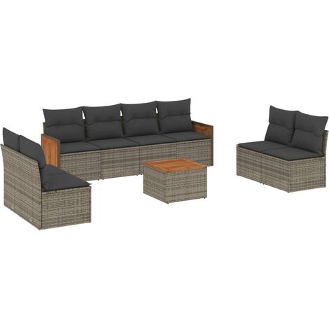 Maison Exclusive - 9-tlg. Garten-Sofagarnitur mit Kissen Grau Pol