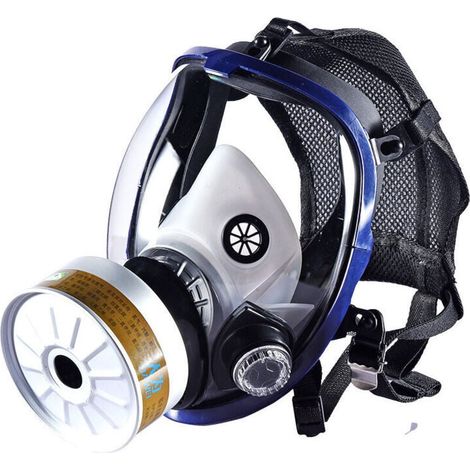 Respiratore a pieno facciale riutilizzabile, maschera per vapori organici, tasca a rete 6800 + scatola filtro trapezoidale n. 4 + cotone + custodia di ricezione (1/4)