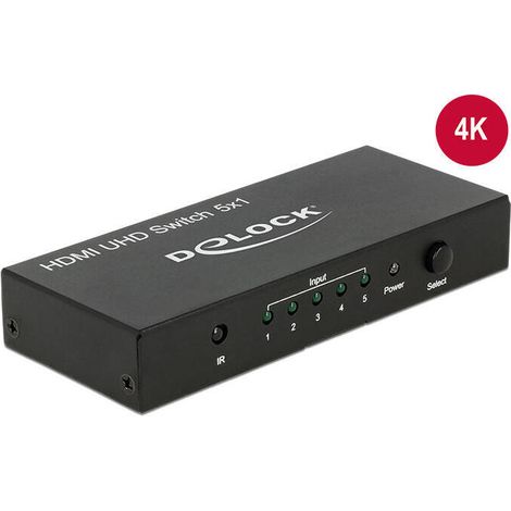 Conmutador de video-audio - DeLock - Interruptor HDMI UHD - 5 x HDMI entrada - 1 x HDMI salida - 4K (1/3)