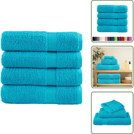 The Living Store Premium-Duschtücher SOLUND 4 Stk. Türkis 70x140 cm 600 g/m² - Baumwollhandtuch (1/5)