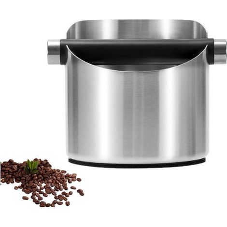 Contenedor de posos de café - Máquina para moler café - Caja para exprimir café - Caja de extracción - Cubo de basura de café - Accesorios para café - Acero inoxidable - Plata (1/5)