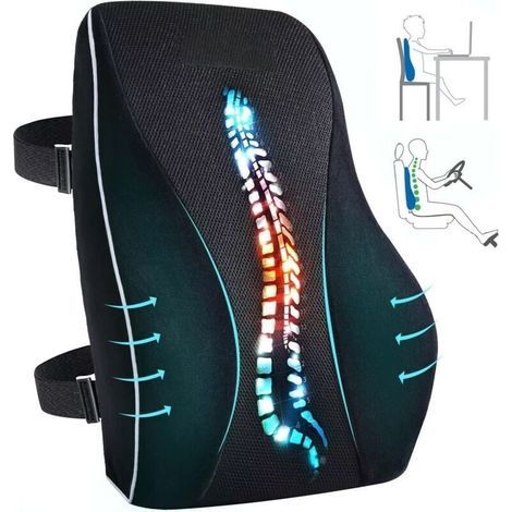Coussin de soutien lombaire pour chaise de bureau, coussin de soutien dorsal en mousse à mémoire de forme avec maille respirante 3D pour chaises de bureau, support dorsal orthopédique (1/4)