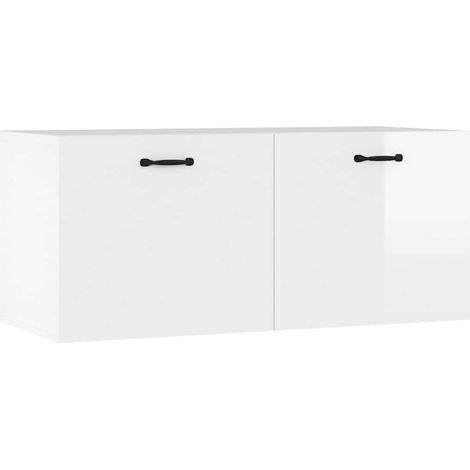 Maison Exclusive - Mobile a Parete Bianco Lucido 80x36,5x35 cm Legno Multistrato