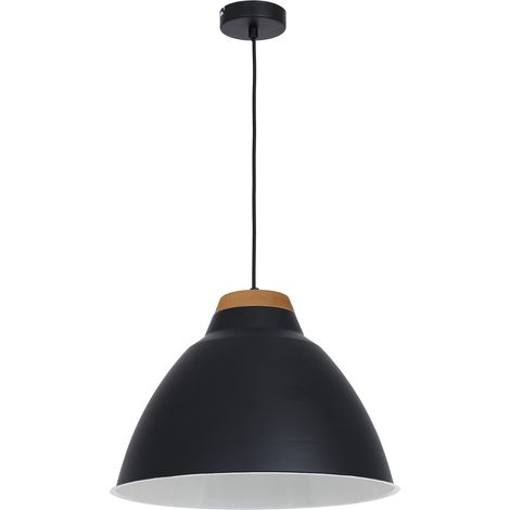 Lampada a sospensione Skal nera legno Ø40 E27 Luminex