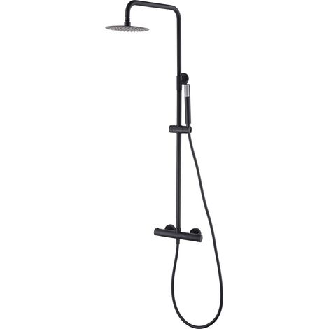 MICE - Columna de ducha termostatica, Barra de baño con grifo termostático fabricado en acero inoxidable y latón, Griferia Baño Negro Mate (1/4)