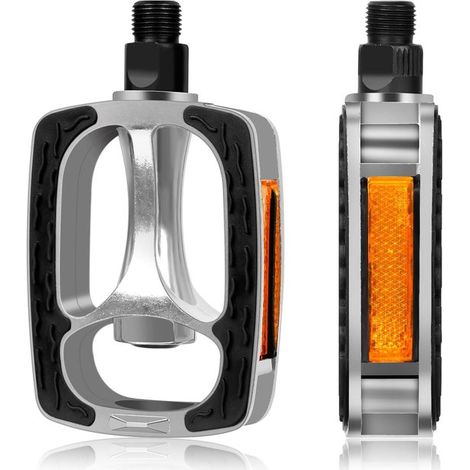 Pédales de vélo antidérapantes avec réflecteurs - Pour VTT et vélo de course - Aluminium léger - Durables et sûres (1/5)
