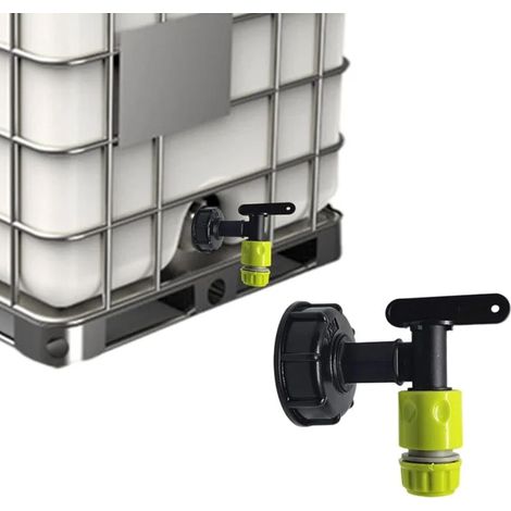 Robinet Cuve IBC - Adaptateur Reservoir S60x6 - Raccord 3/4 Pouces - Pour Baril Pluie et Systeme Arrosage - 1 Piece