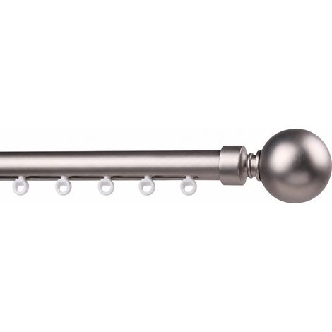 Kit rail à rideau Ø20 mm Chrome Mat 200 cm - Embout Boule - Fixation Murale (1/3)