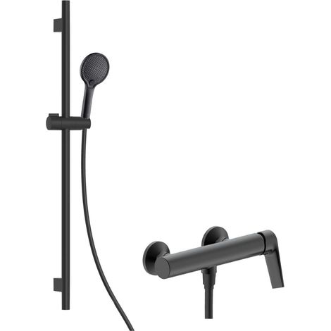 kielle Harmonia I - Duschset mit Armatur, Stange, Schlauch und Duschkopf EcoSpare, Schwarz matt 20632SN24 (1/5)
