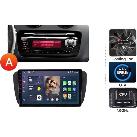 CarPlay, tamaño de pantalla, soporte multilingüe, compatible con Seat Ibiza 6J 2009-2013, V1 Plus (2 GB 32 GB) A (1/2)