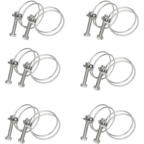 Colliers de serrage en acier inoxydable 304, double fil, fixation solide pour tuyaux et câbles, argent 14-20mm (12 pièces)