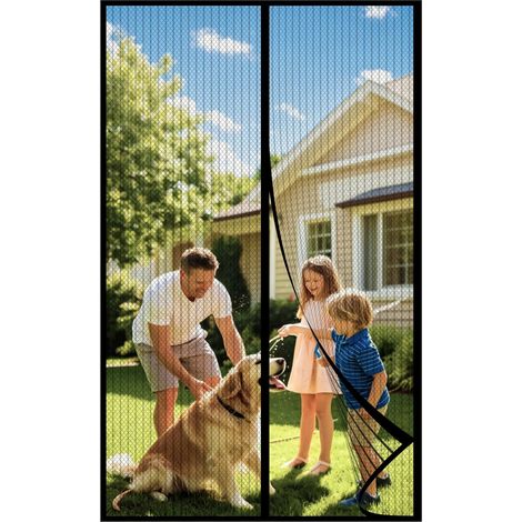 Moustiquaire Porte Fenetre Aimantée Magnetique, Rideaux Anti Mouches pour Porte, Rideaux Toile Insect Ecran,Moustiquaire Baie Vitree Coulissante,Magnétique Moustique Sans Perçage(70x200cm,noir) (1/5)
