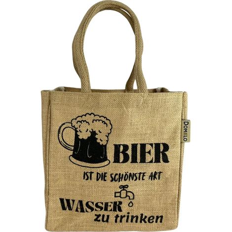 Porte-bouteilles Domelo à 6 compartiments. Sac à bouteilles 100 % vegan en jute. Idée cadeau originale pour homme. Capacité : 9 litres. (1/5)